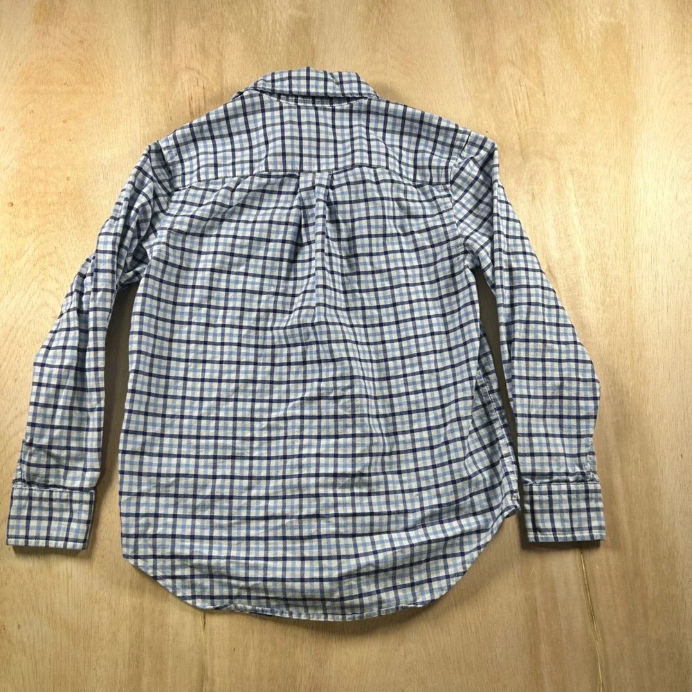 Ralph Lauren Boys Blue White Plaid Cotton Button Down Shirt Size S 8